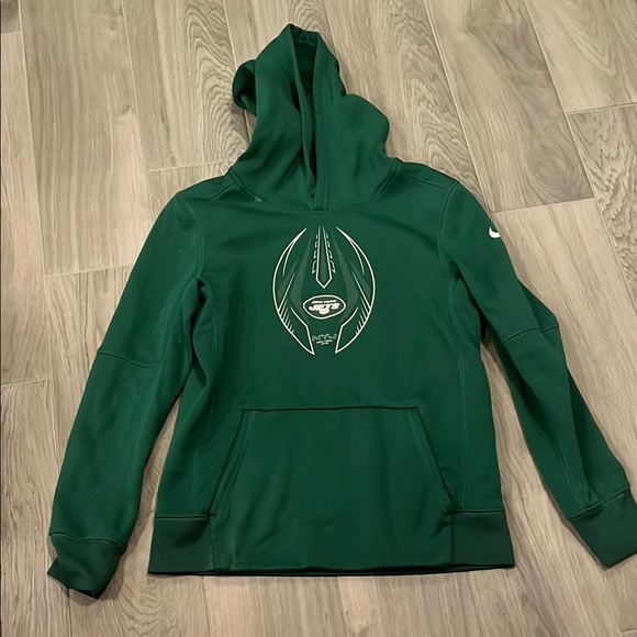 Nike Boys Green and White NY Jets Hoodie Size: M